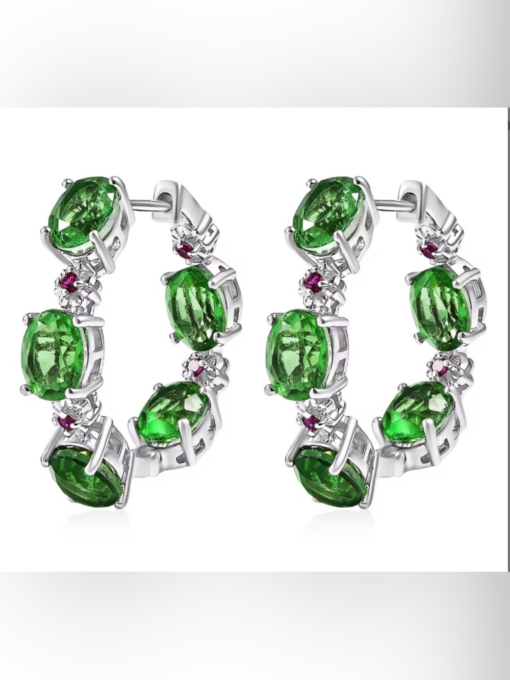 Chartreuse Quartz (Triplet) Synthetic Ruby 14.50 ctw Floral Hoop-Platinum Bond